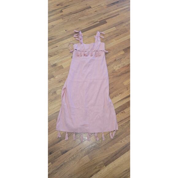 NWT Antonio Melani Nat Note Linen Maxi Dress Cece Tassel Women's 12 Pink NWI - Picture 16 of 16